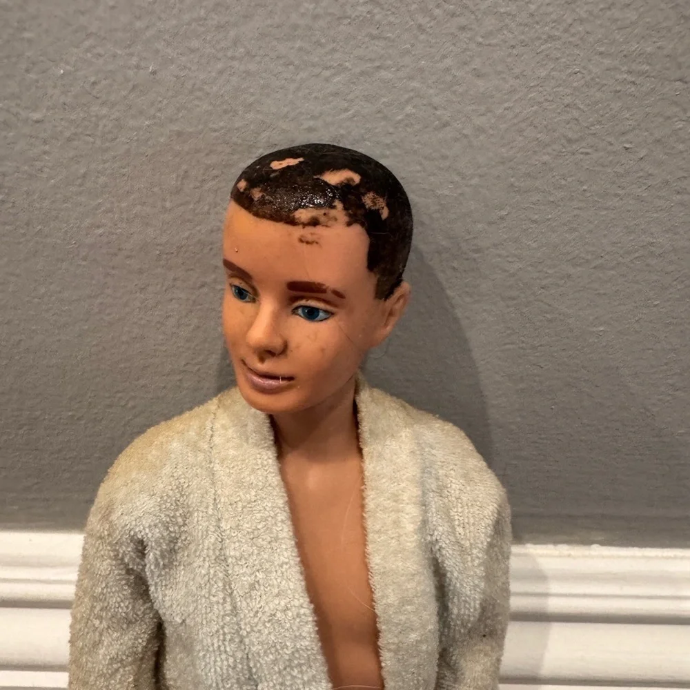 VINTAGE 1962 Mattel Barbie Ken Doll with Cream Robe Molded Crew Cut Collectors